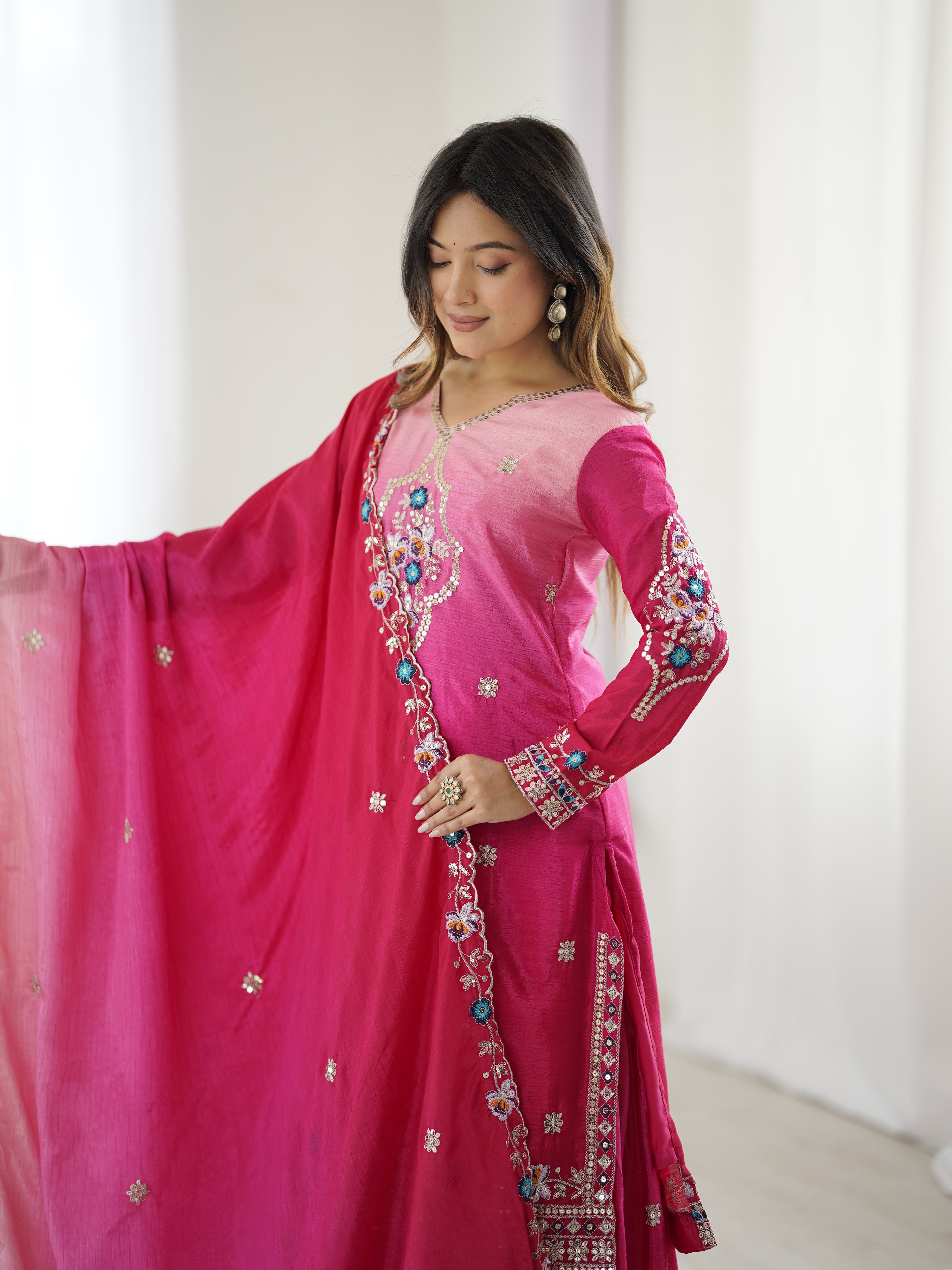 Dark pink sharara suit for sangeet and traditional functions