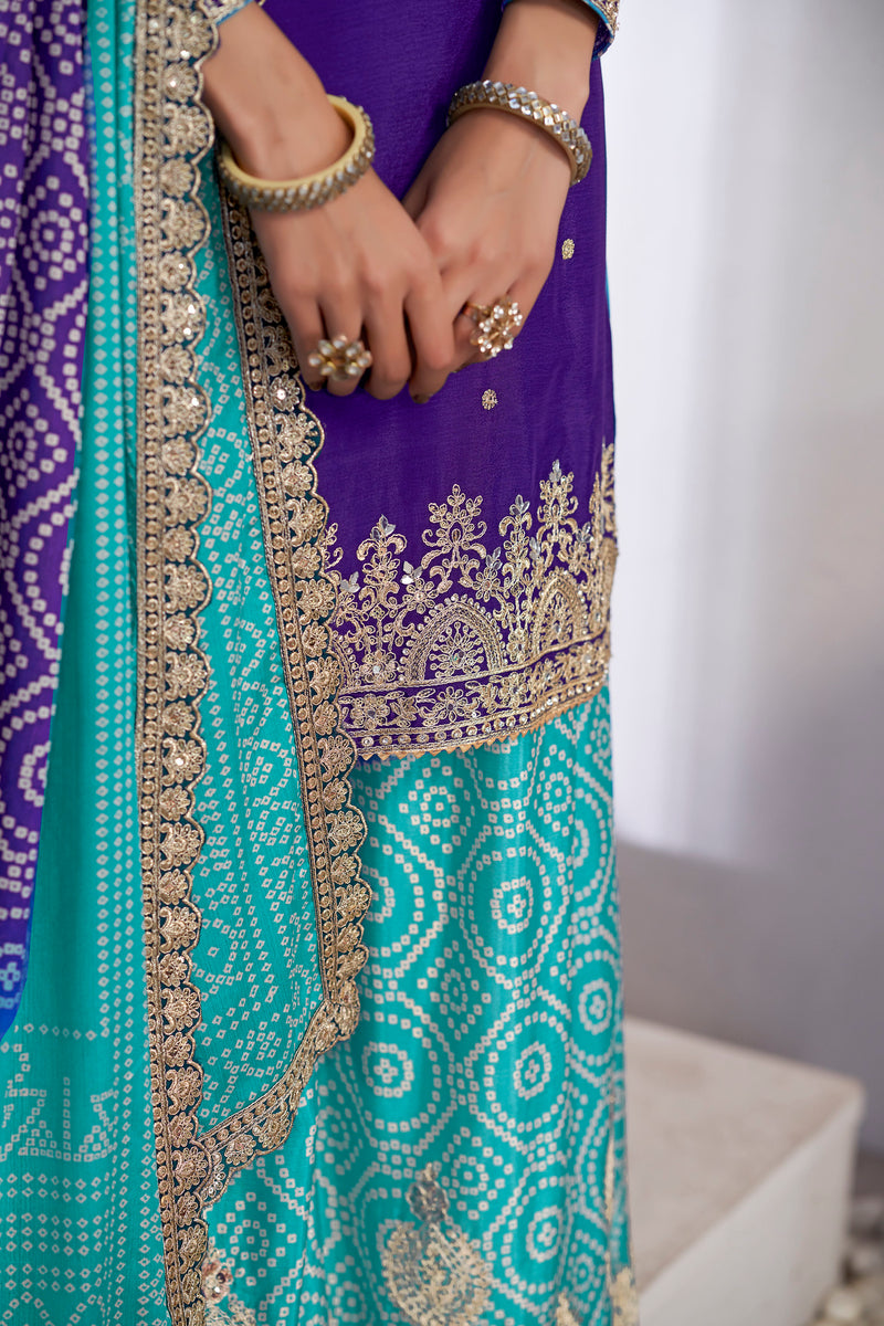 Party wear royal blue sharara suit for wedding