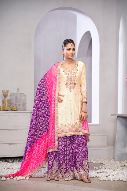 Premium embroidered sharara suit online shopping