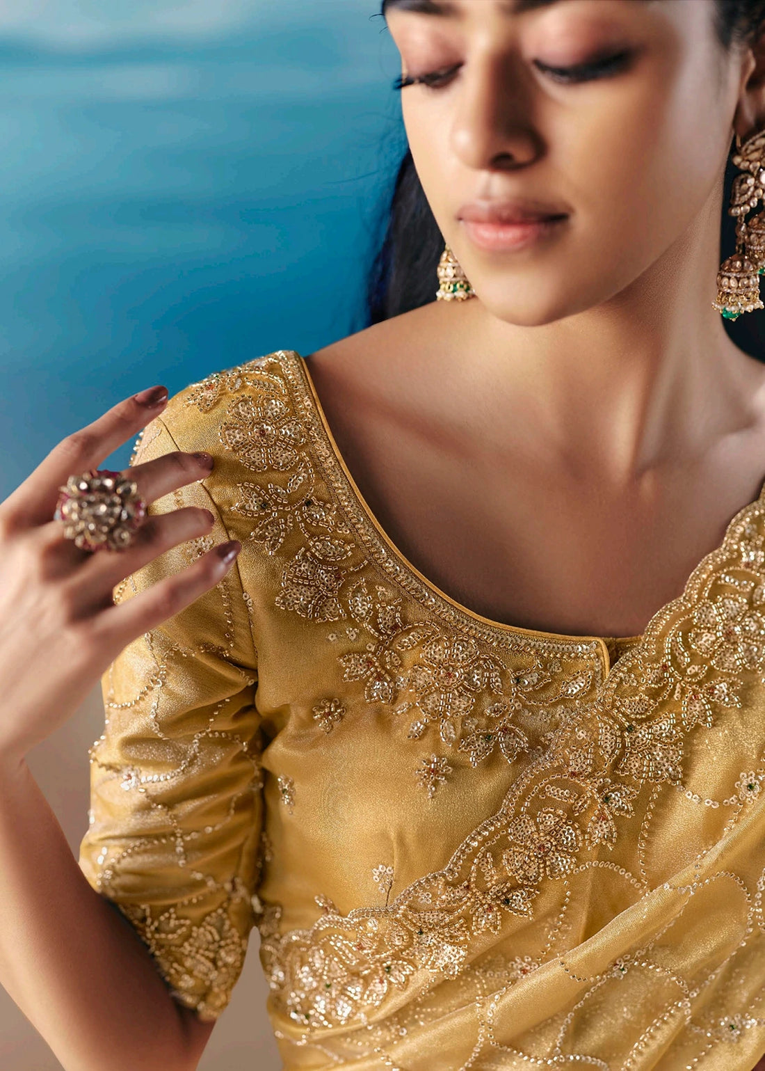 Pastel Yellow Fancy Organza Silk Zari Embroidered Sequins With Bridal Saree 