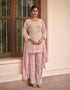 Baby Pink Soft Real Georgette Embroidered Palazzo Set Palazzo Suit Anant Tex Exports Pvt.Ltd..