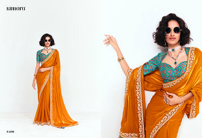 Orange Pure Soft Fancy Febric Party Wear Premium Saree