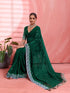 Green Chiffon Embroidered Tikki Work Thread Saree 