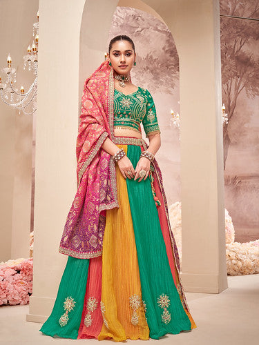 Rama Pure Soft Crush Silk Heavy Embroidery Readymade Lehenga Choli 