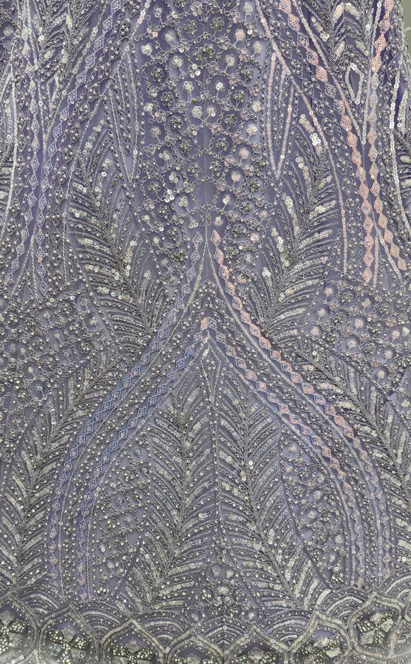 Lilac Pure Soft Heavy net Silk Heavy Embroidery Work Bridal Lehenga