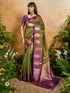Green Pure Heavy Handloom Weaving Paper Silk Saree 