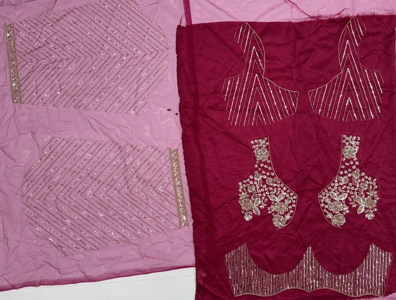 Rani Pure Heavy Net Motif Handwork Zari Sequins Work Bridal Lehenga Choli