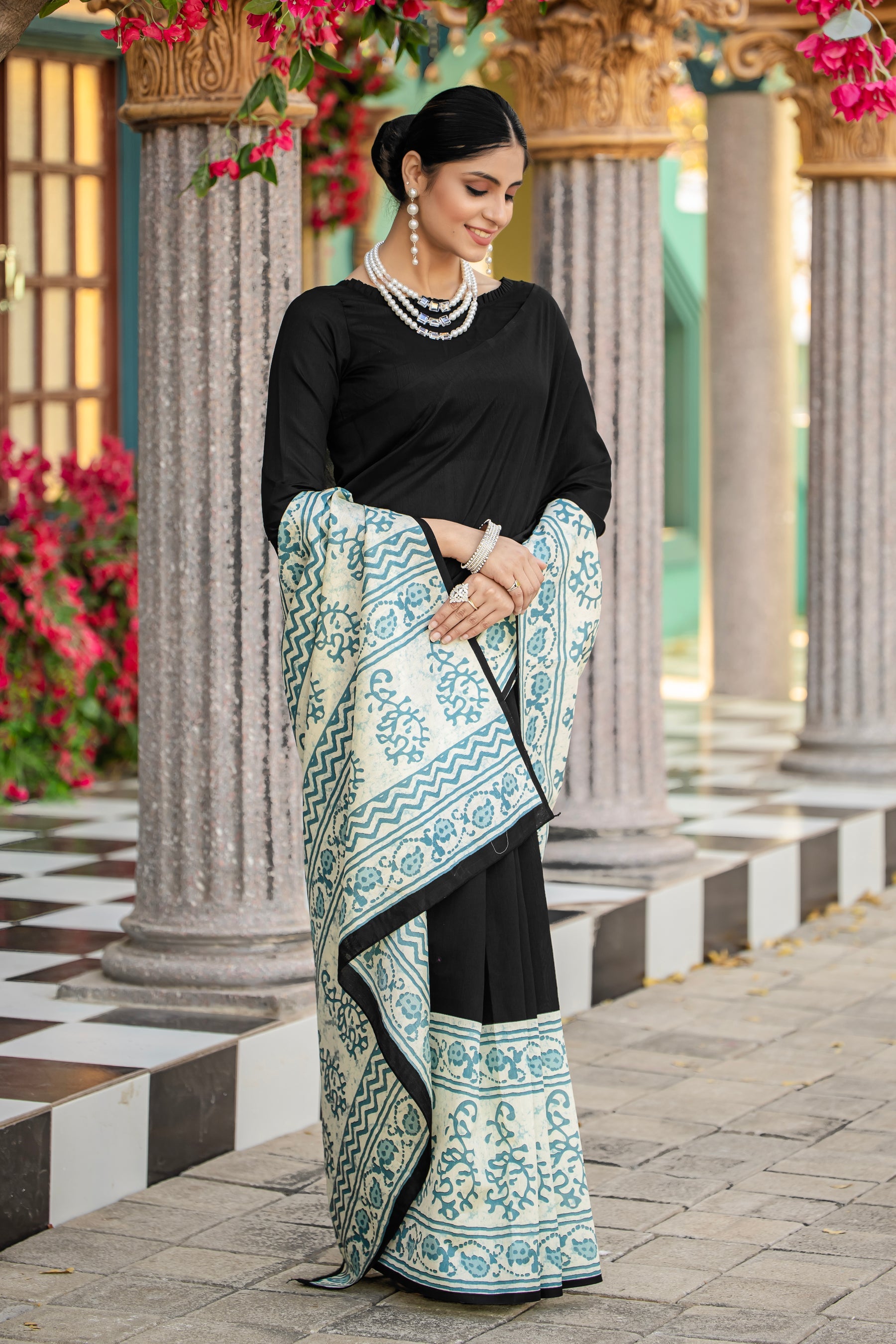 Black Pure Soft Bhagalpuri Cotton Handloom Saree 