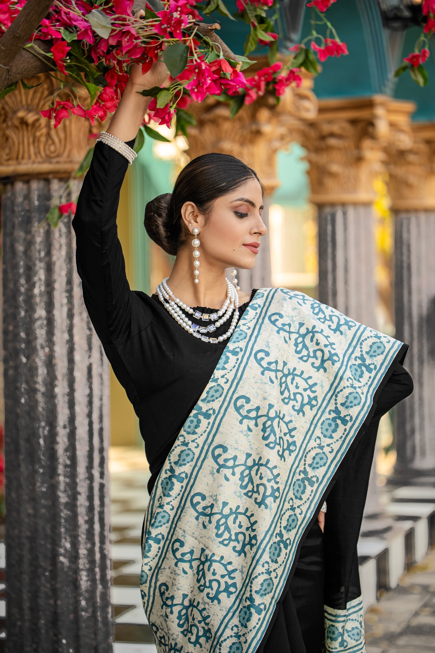 Black Pure Soft Bhagalpuri Cotton Handloom Saree