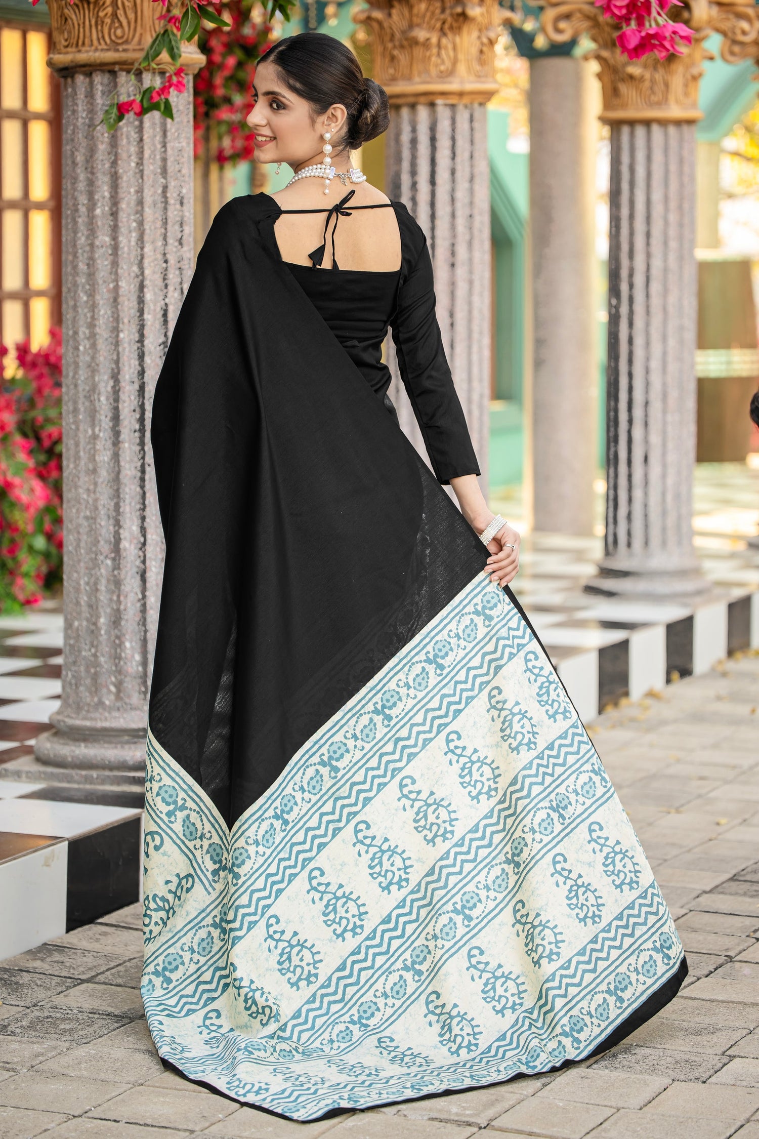 Black Pure Soft Bhagalpuri Cotton Handloom Saree 