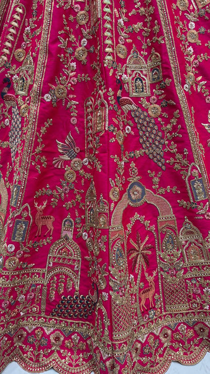 Pink Pure Soft Silk Heavy Embroidery Work Bridal Lehenga 
