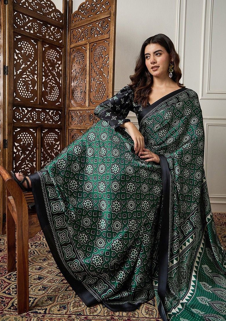 Ajrak Print Saree