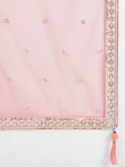 Coral Net Sequins and Thread Embroidery Lehenga choli &amp; Dupatta