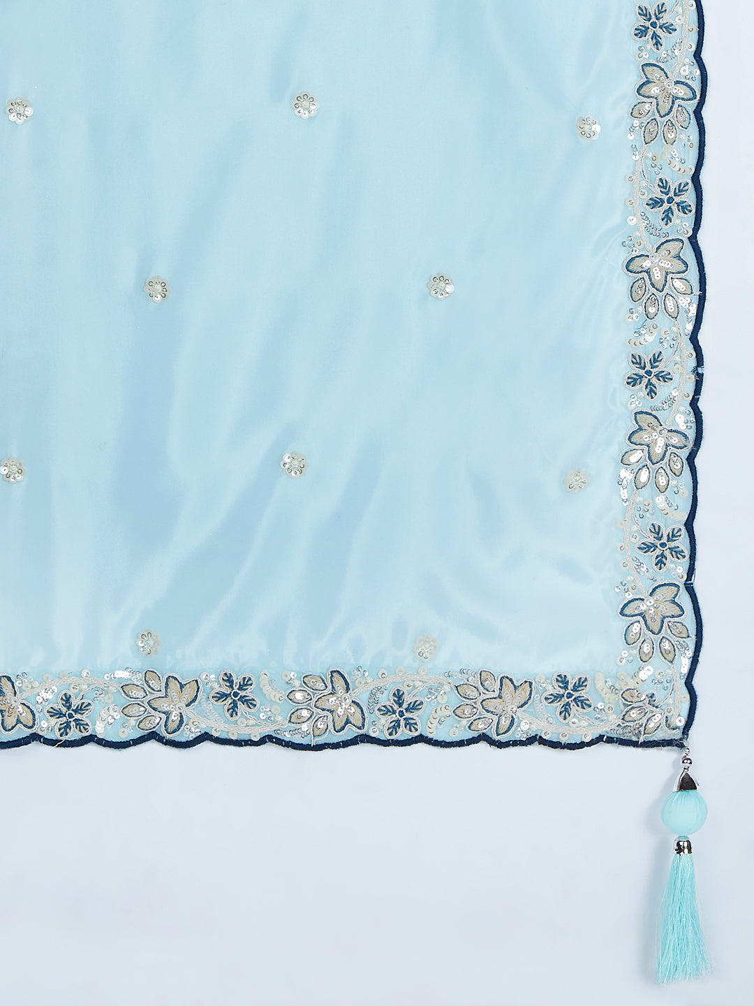 Teal Georgette Sequins Thread Embroidery Lehenga Choli &amp; Dupatta