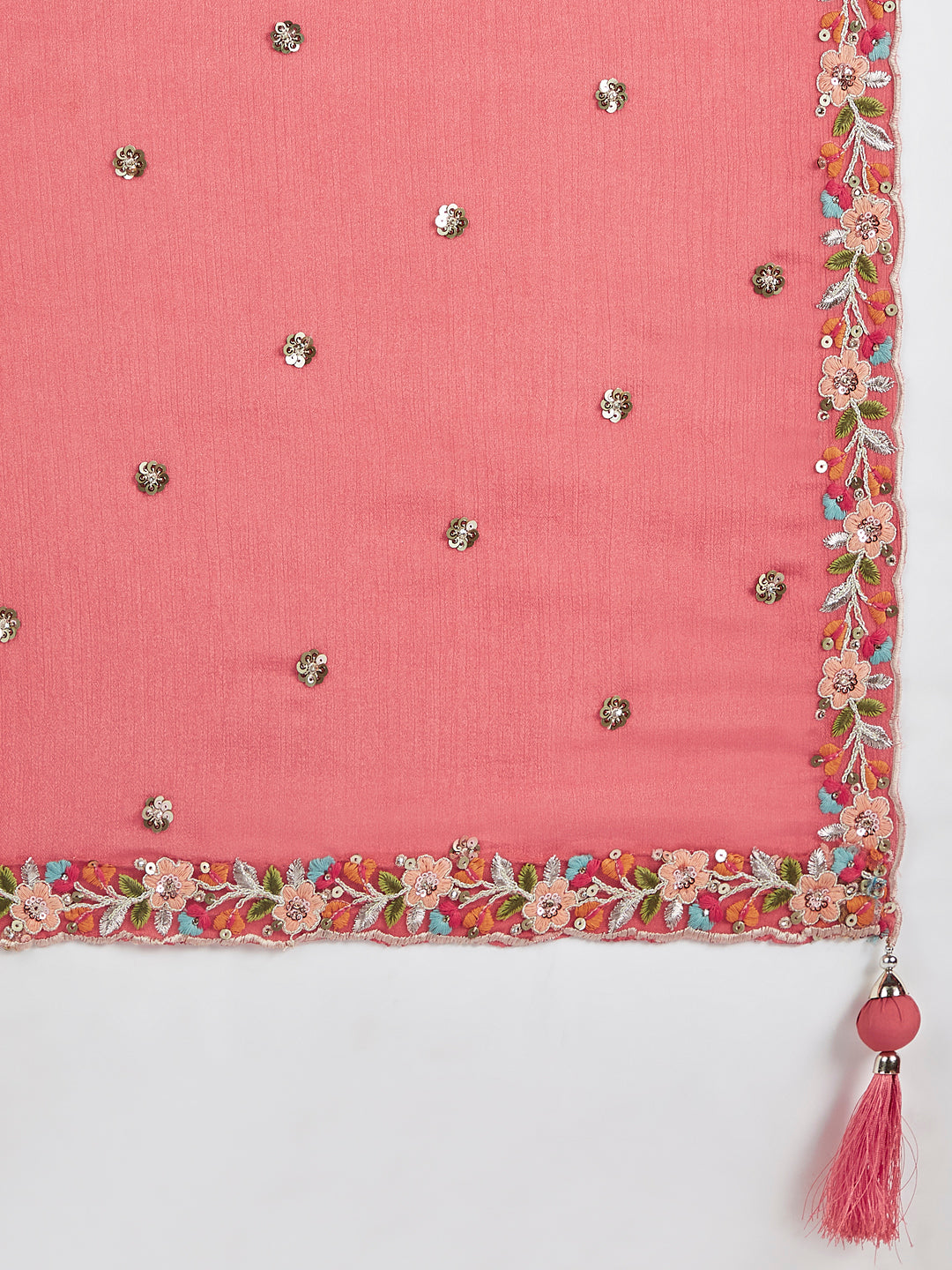 Olive Organza Sequins Thread Embroidery Lehenga Choli & Dupatta