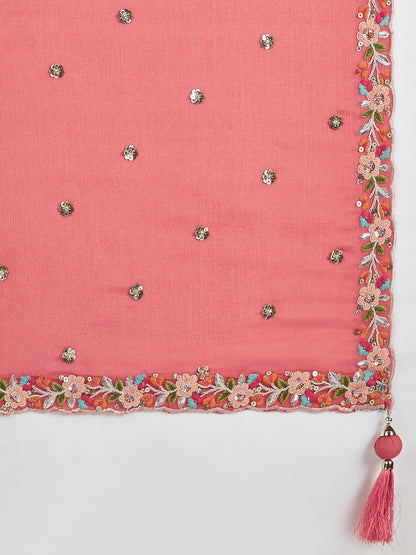 Olive Organza Sequins Thread Embroidery Lehenga Choli &amp; Dupatta