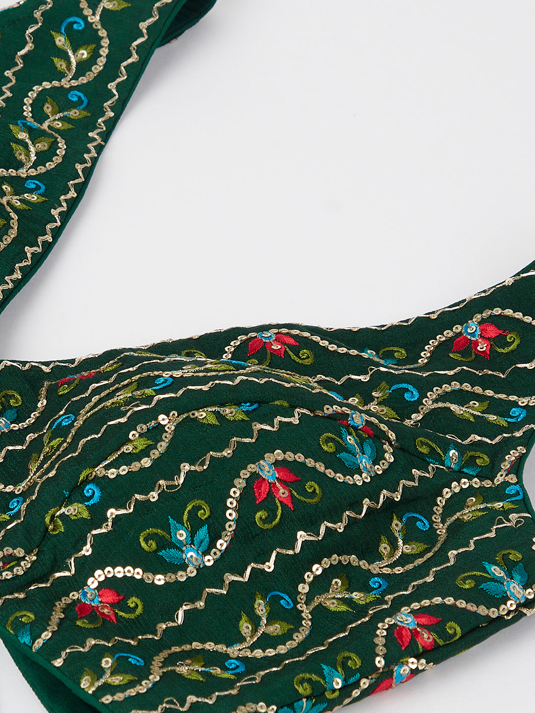 Green Chiffon Position Print with Sequins Embroidery Lehenga Choli