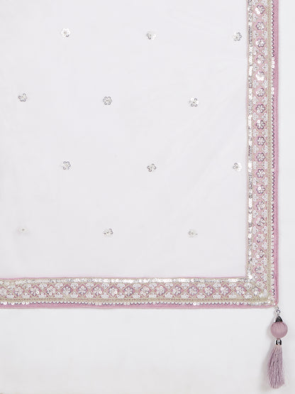 Lavender Net Sequins and Thread Embroidery Lehenga Choli &amp; Dupatta