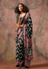 Black Raisins Ajrakh Printed Satin Georgette Silk Saree 