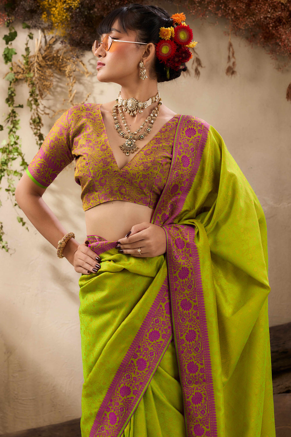 Green Pure Silk Kanjivaram Handloom Banarasi Saree 