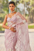 Front view of Lilac Pure Soft Jimmy Choo Saree