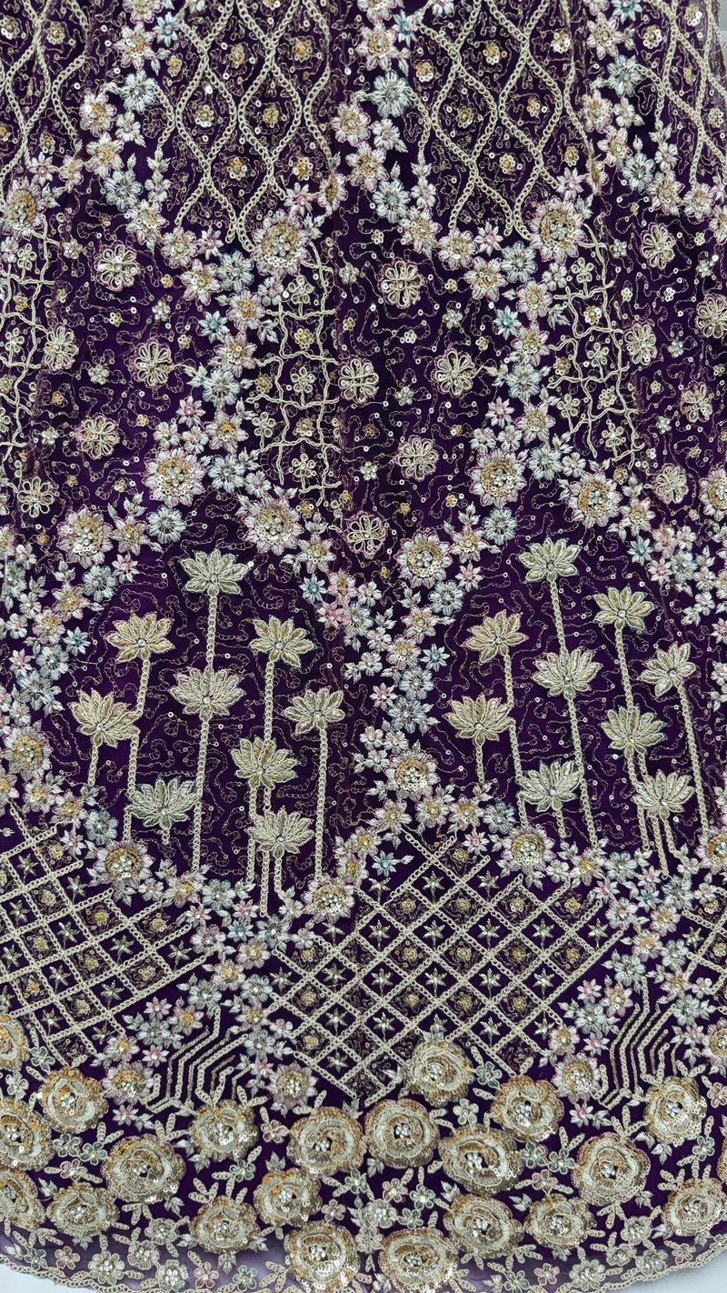 Indigo Pure Soft Net Heavy Embroidery Work Bridal Lehenga