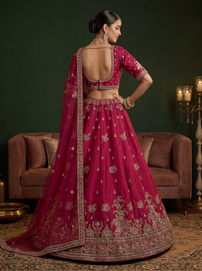 Rani Pure Soft Gadwal Silk Heavy Embroidery Work Bridal Lehenga Choli 