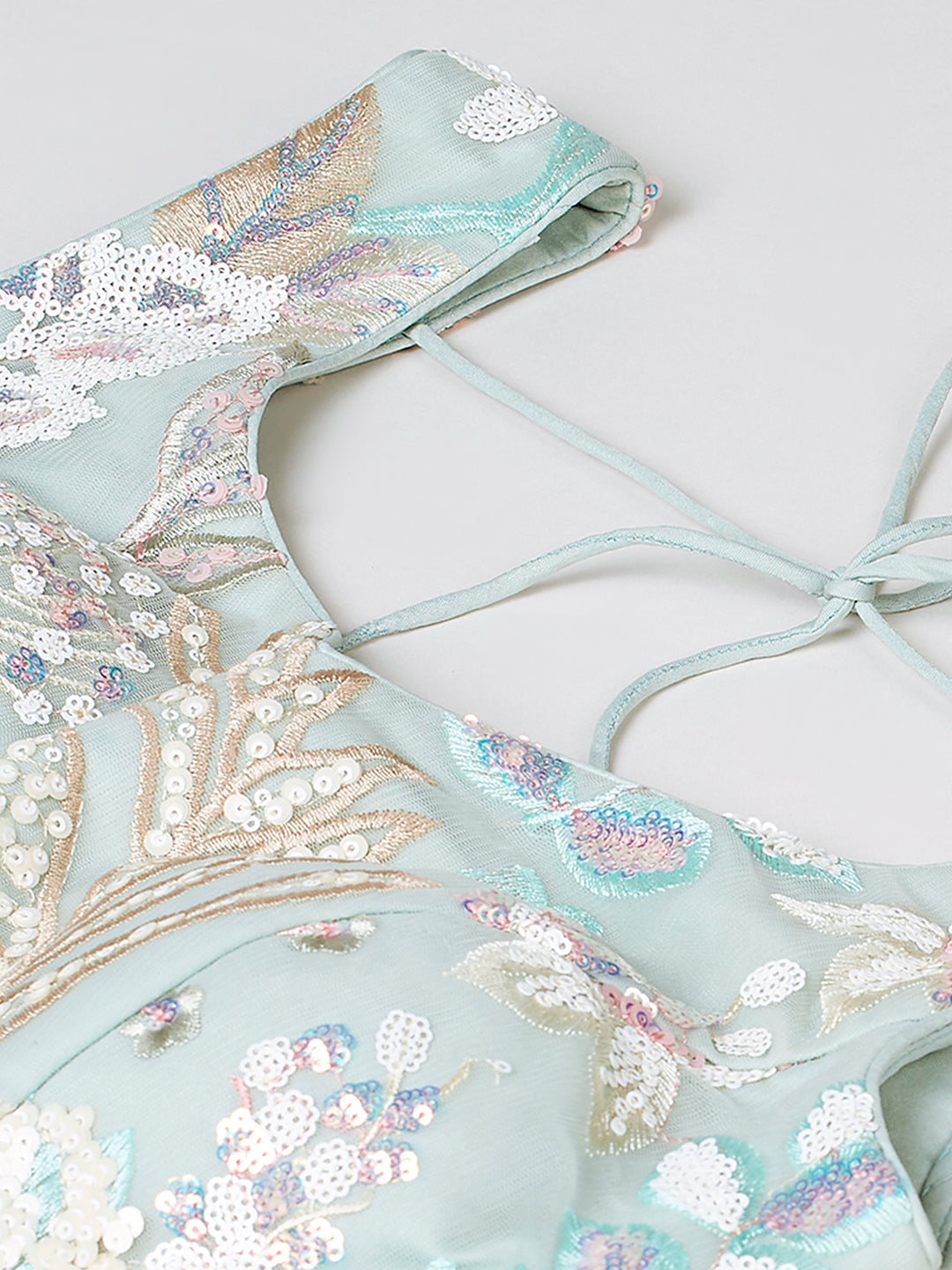 Unstitched embroidered blouse in net

