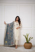 Ivory Viscose Chanderi Kurti Set with Jacquard Dupatta