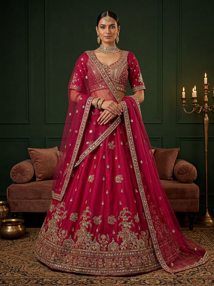 Rani Pure Soft Gadwal Silk Heavy Embroidery Work Bridal Lehenga Choli 