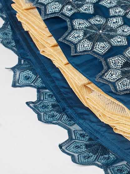 Navy Blue Net heavy Sequins Embroidery Lehenga Choli &amp; Dupatta
