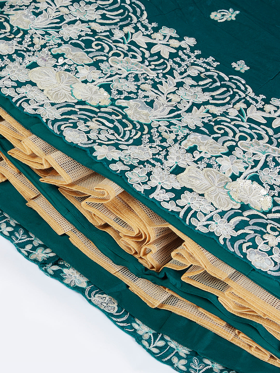 Green Georgette Sequins Thread Embroidery Lehenga Choli &amp; Dupatta