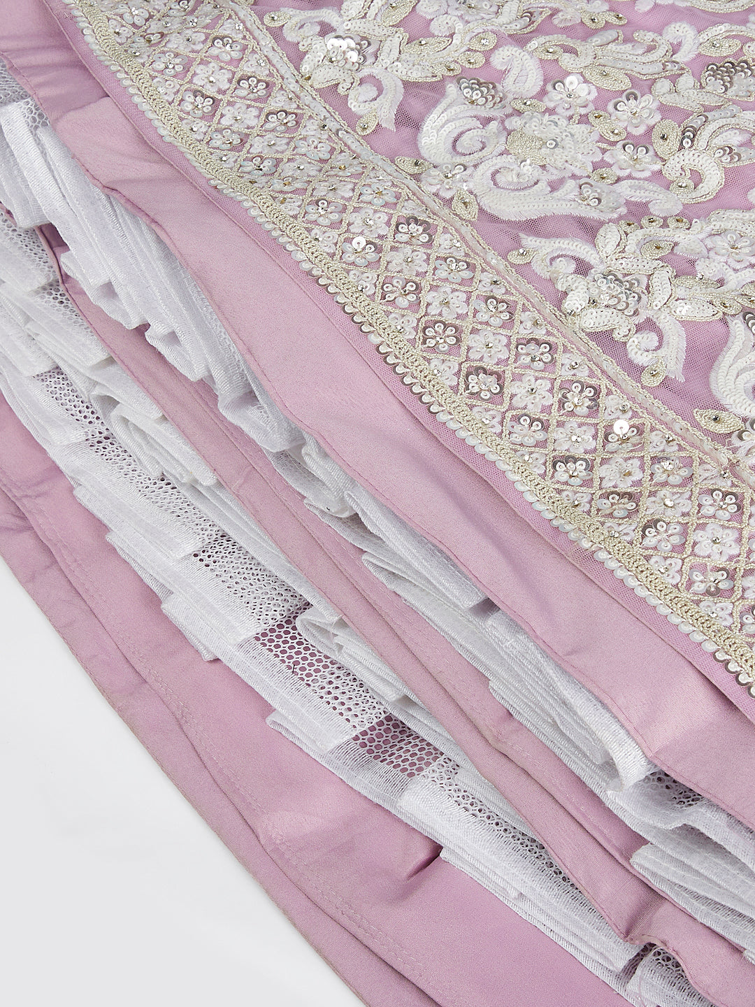 Lavender Net Sequins and Thread Embroidery Lehenga Choli &amp; Dupatta