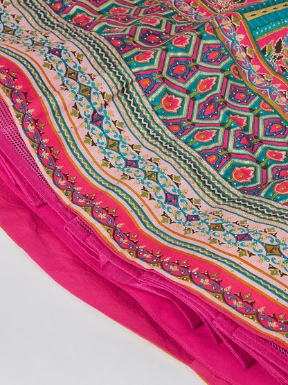 Pink Pure Georgette Position Printing with &amp; Stone work Lehenga Choli