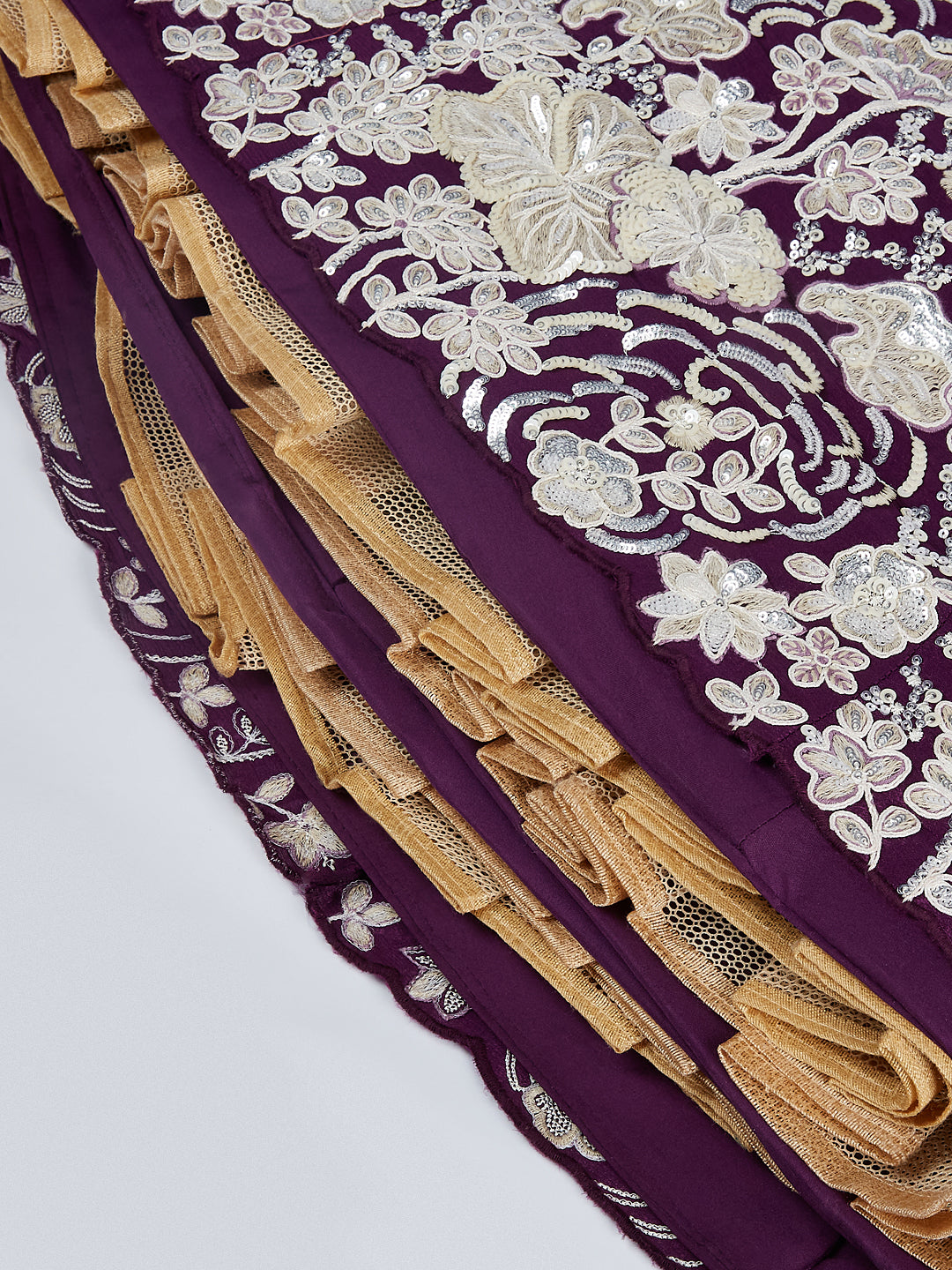 Purple Georgette Sequins Thread Embroidery Lehenga Choli &amp; Dupatta