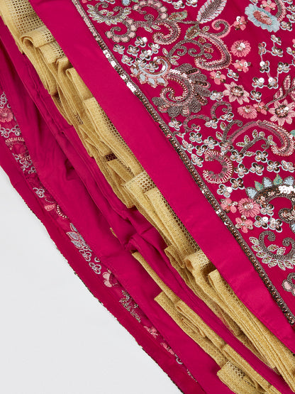 Rose Pure Georgette Sequins and Thread Embroidery Lehenga Choli &amp; Dupatta