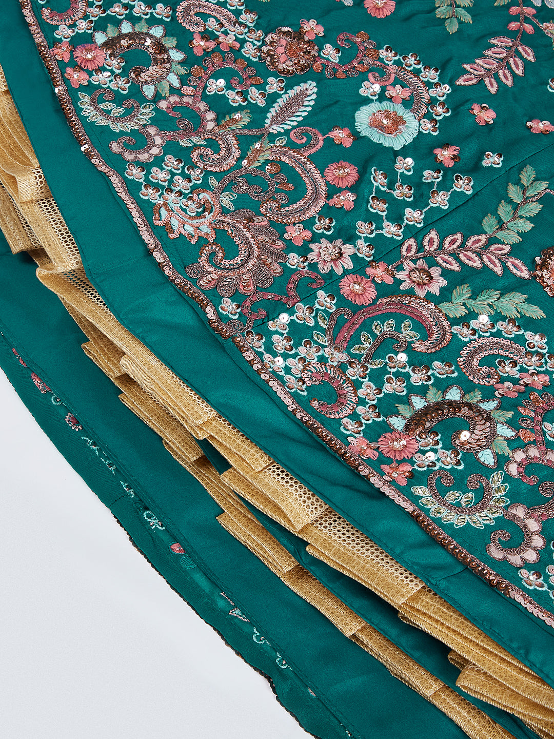 Green Georgette Sequins and Thread Embroidery Lehenga Choli &amp; Dupatta