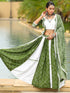 Green and White Flared Rajwadi Navratri Lehenga Choli
