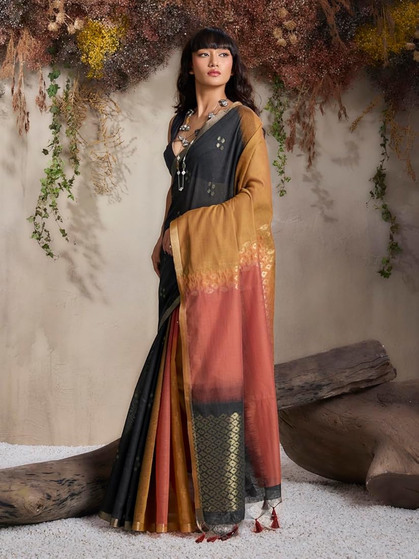 Rust Pure Soft Scarlet Cotton Handloom Viscose Cotton Saree 