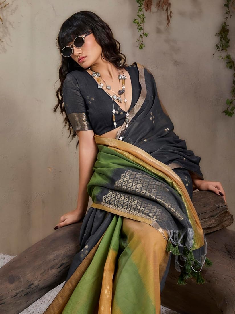 Mustard Pure Soft Scarlet Cotton Handloom Viscose Cotton Saree ##color## Cotton Saree with premium fabric and embroidery