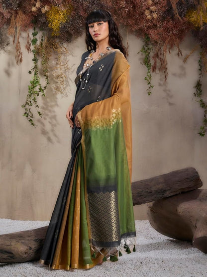 Mustard Pure Soft Scarlet Cotton Handloom Viscose Cotton Saree 