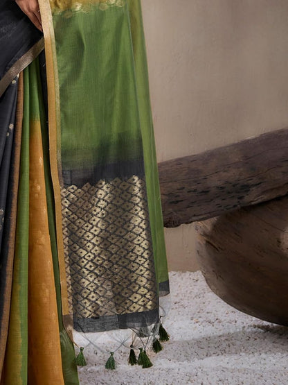 Mustard Pure Soft Scarlet Cotton Handloom Viscose Cotton Saree 