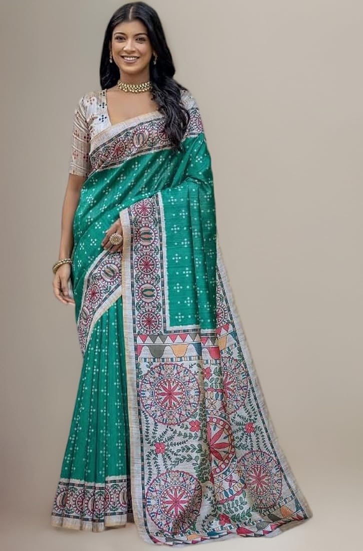 Rama Pure Soft Tussar Silk Madhubani Saree