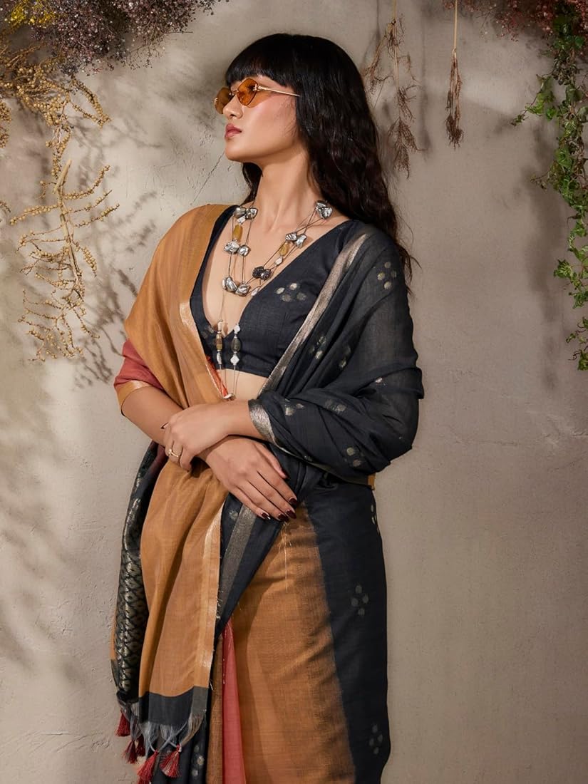 Rust Pure Soft Scarlet Cotton Handloom Viscose Cotton Saree 