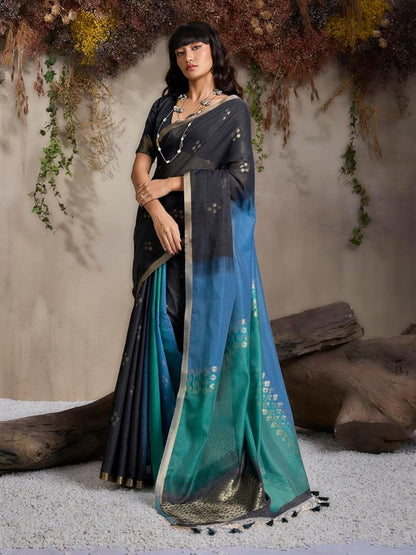 Light Blue Pure Soft Scarlet Cotton Handloom Viscose Cotton Saree 
