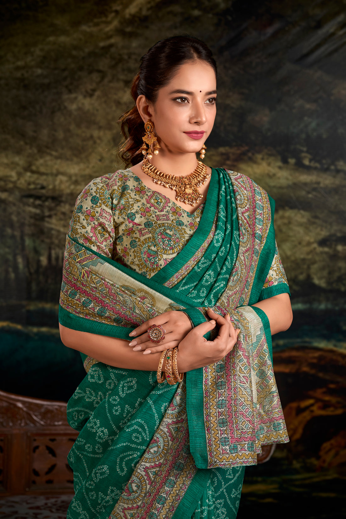 Madhubani Bandhej Print Saree