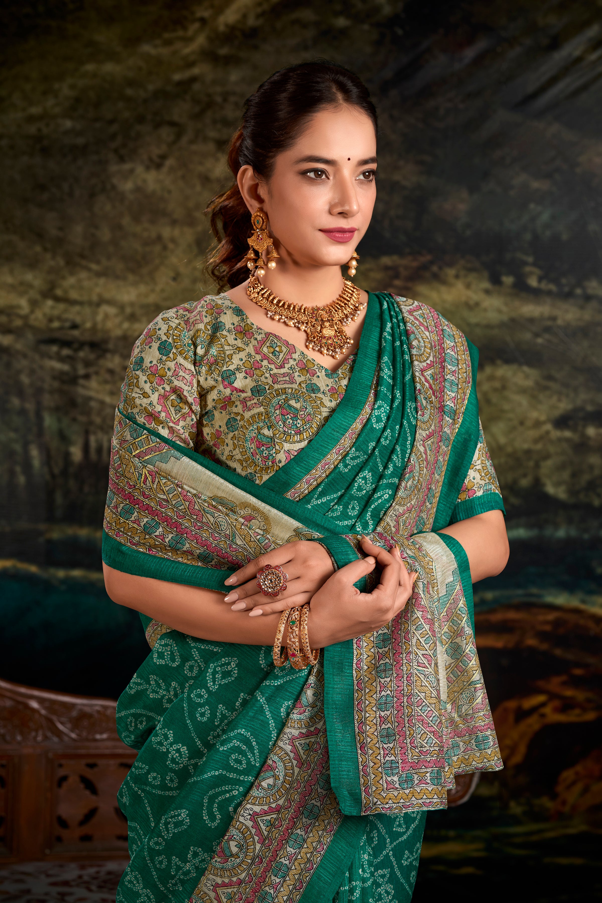 Madhubani Bandhej Print Saree