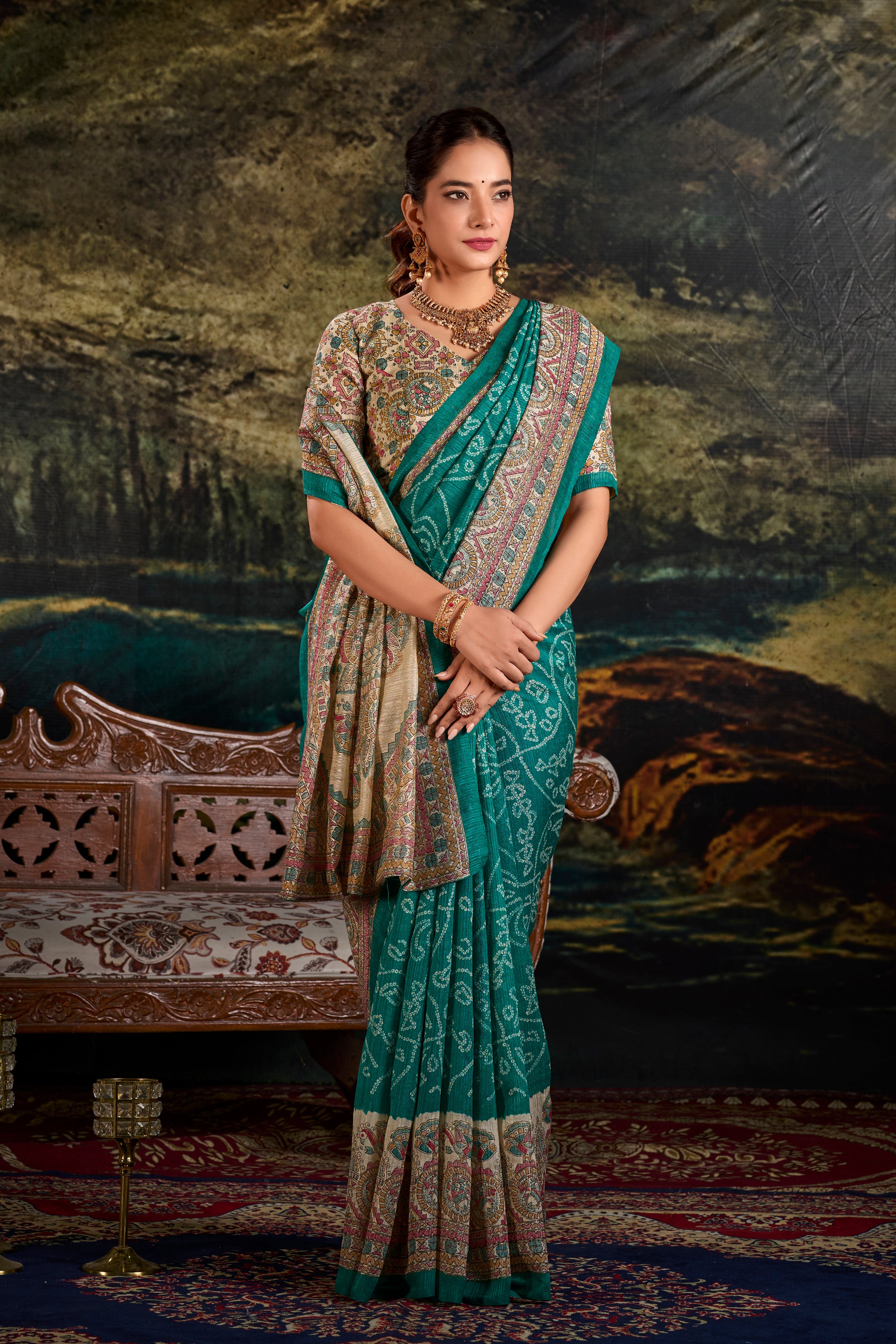 Madhubani Bandhej Print Saree
