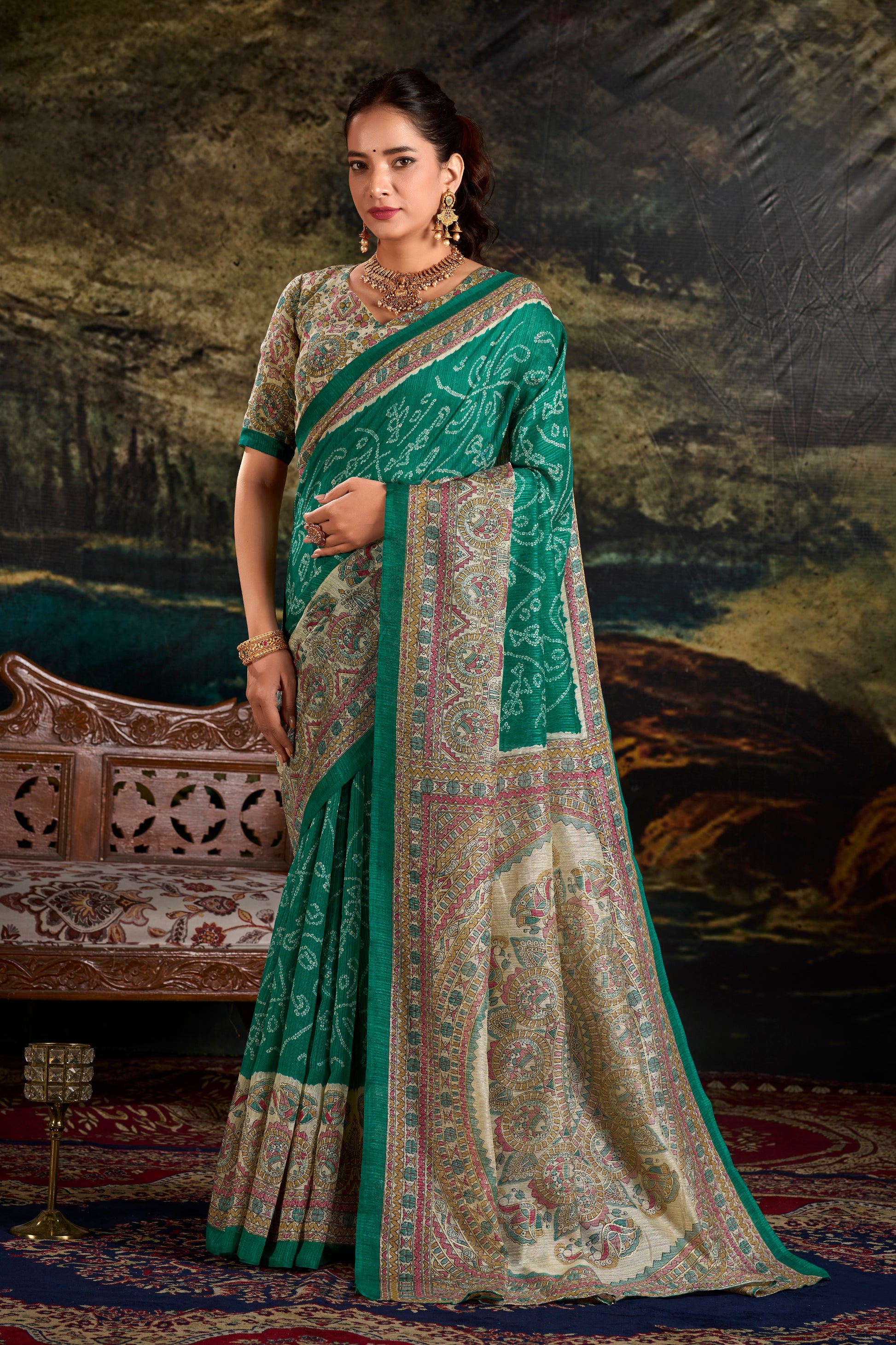 Madhubani Bandhej Print Saree