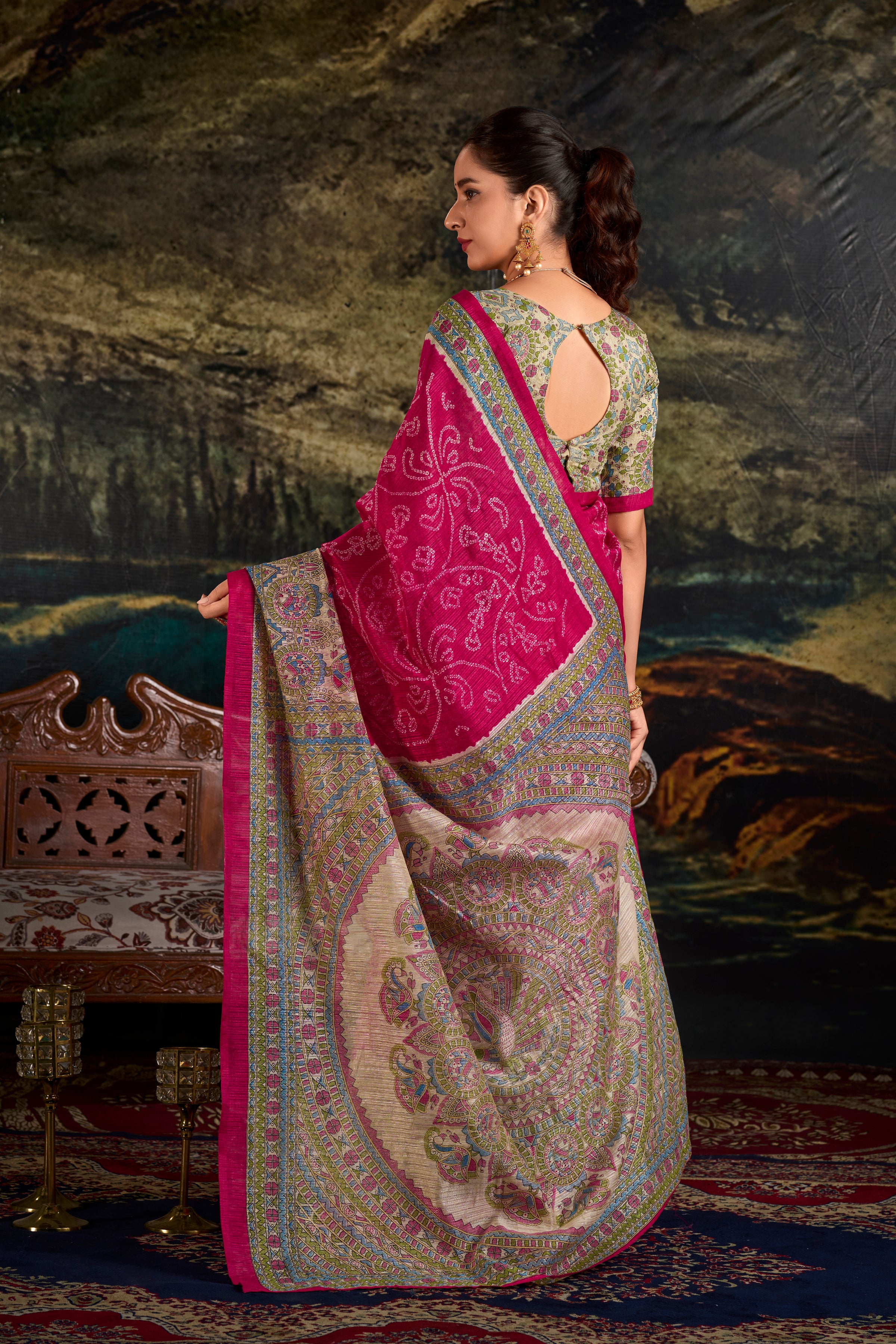 Madhubani Bandhej Print Saree